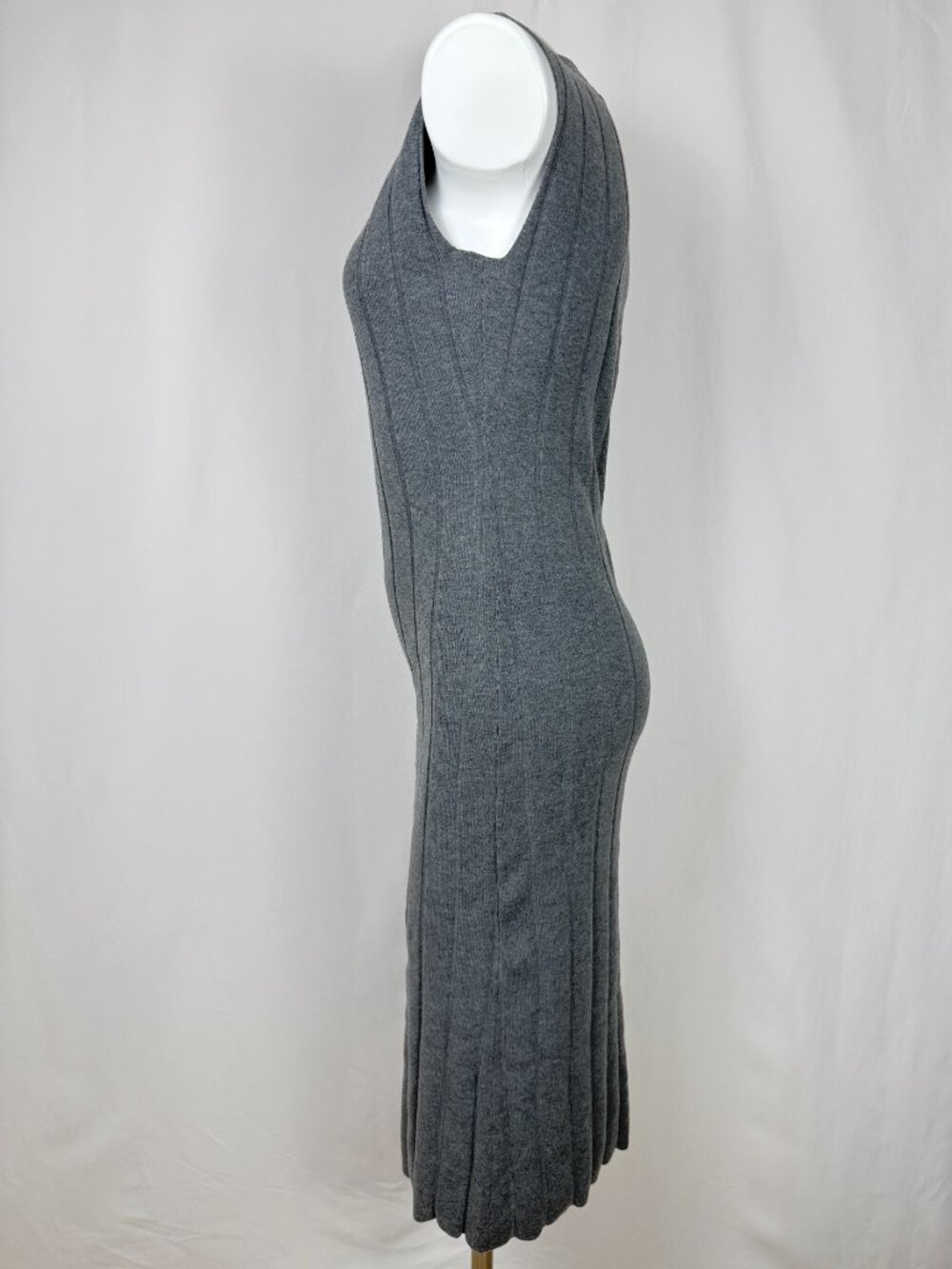 George Gray Ribbed Knit Sleeveless Mock Neck Sweater Maxi Dress XS S NWT - Picture 3 of 7